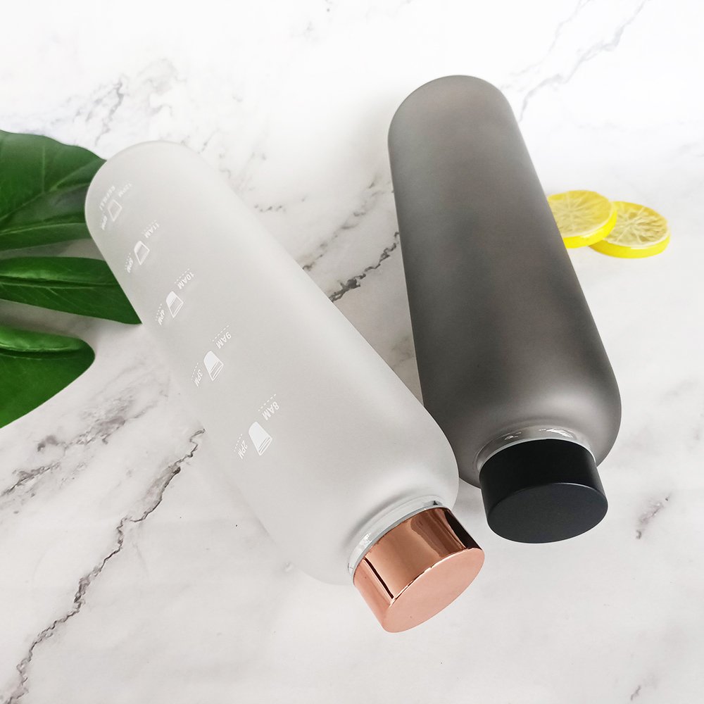 Creative Frosted Glass Water Bottle Gradient Color Glass Drinking Bottle 1000ml Glass Water Bottle