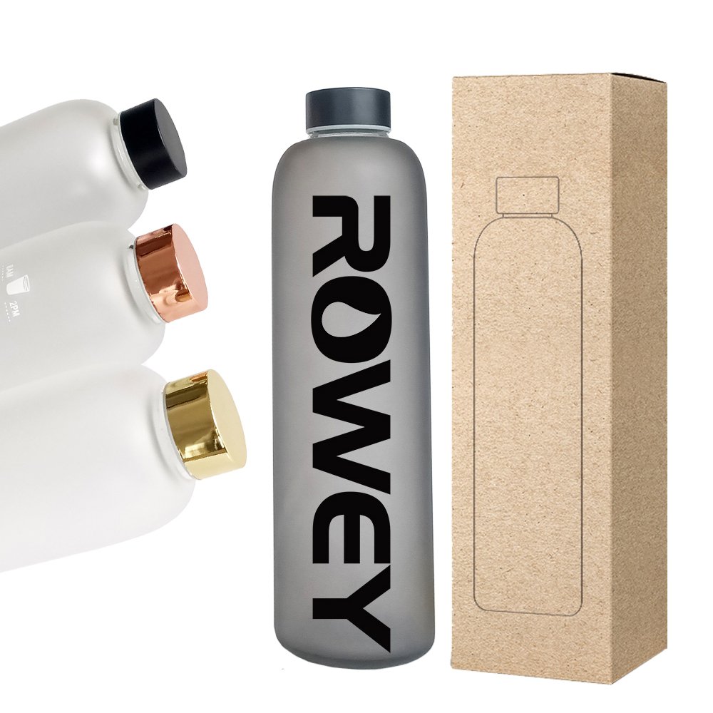 Creative Frosted Glass Water Bottle Gradient Color Glass Drinking Bottle 1000ml Glass Water Bottle