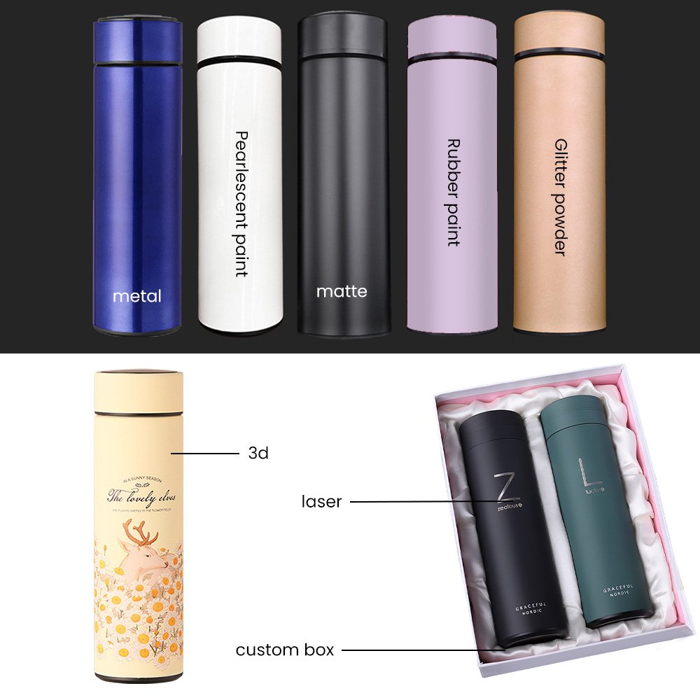 500ml termos smart digital intelligent led temperature insulated vacuum flask thermos water bottle with tea infuser