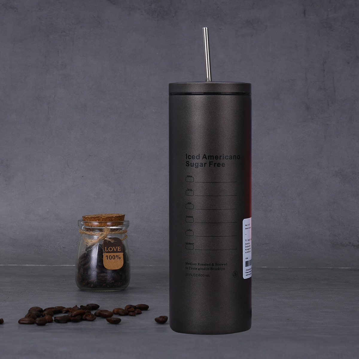 Outdoor Portable Stainless Steel Straw Coffee Cup 600ml Straight Tumbler Mug Thermal Bottle Double Wall Vacuum Insulated Cup