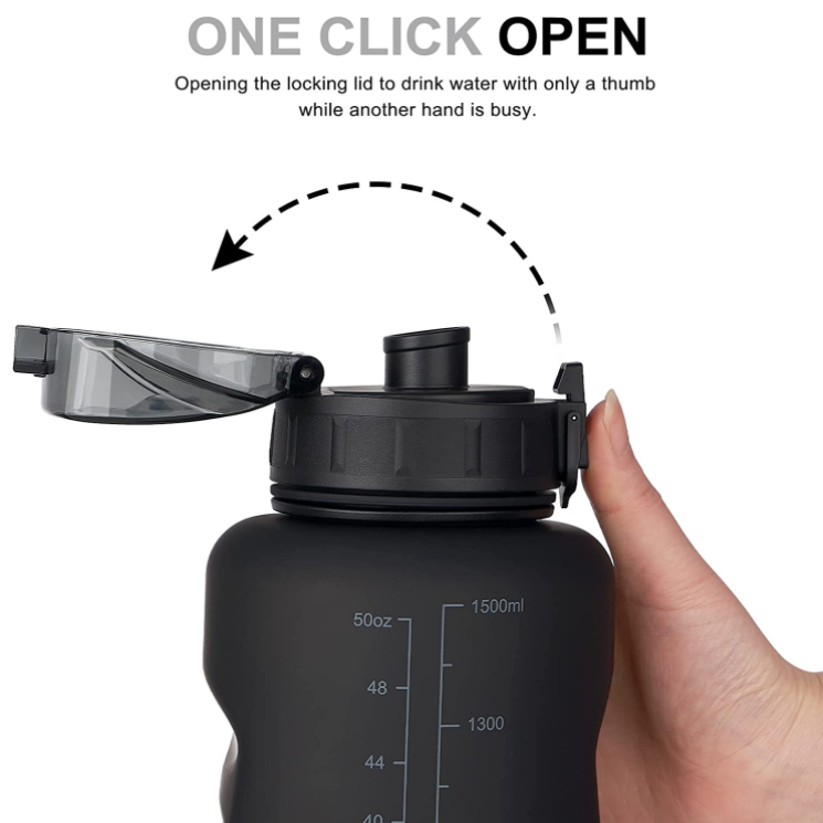Water Bottle 1.5L Leak Proof Drinks Bottle with Filter, BPA Free