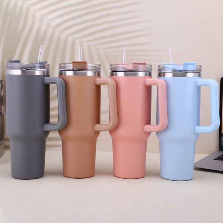 304 Stainless Steel Travel Mug with Lid and Handle 40 OZ Mug Tumbler Stainless Steel with Handle