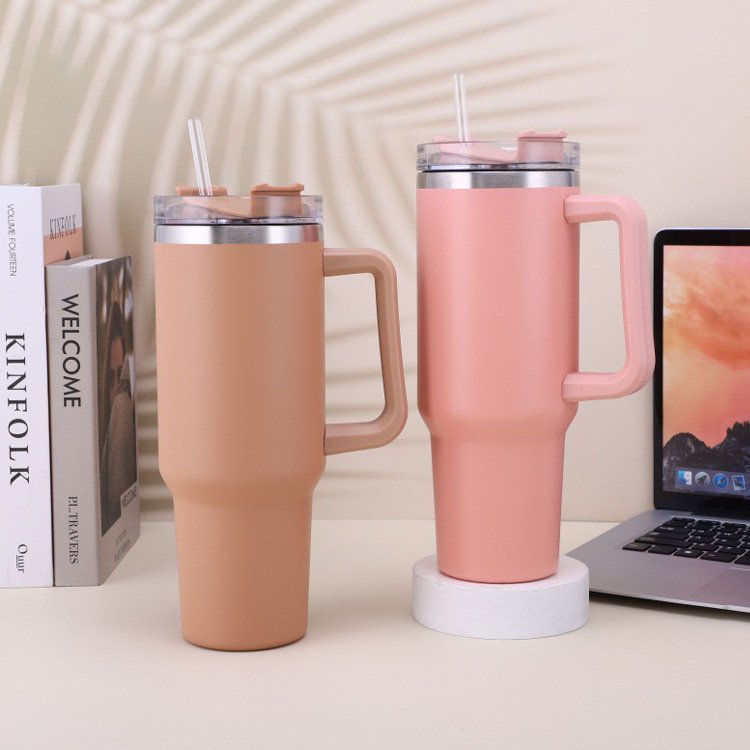 304 Stainless Steel Travel Mug with Lid and Handle 40 OZ Mug Tumbler Stainless Steel with Handle