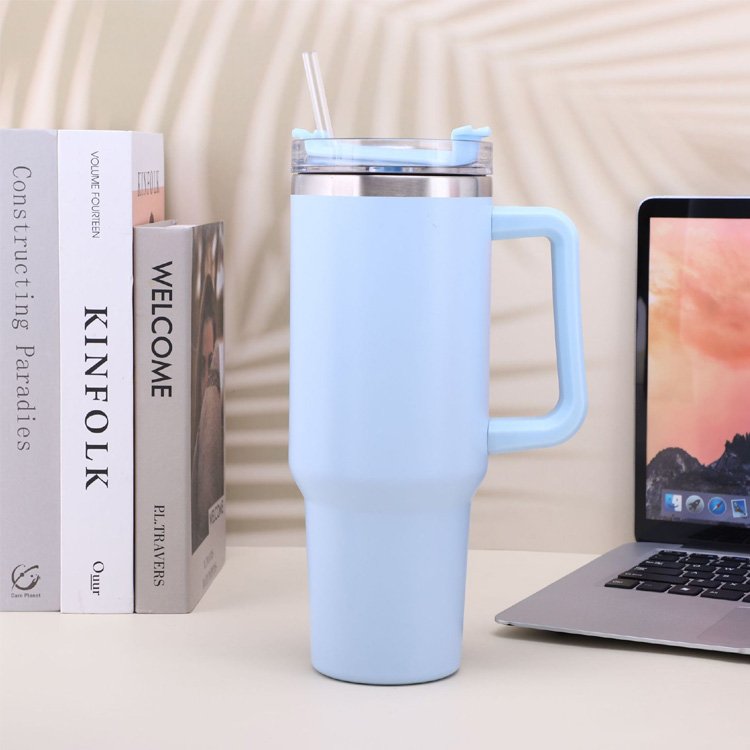 304 Stainless Steel Travel Mug with Lid and Handle 40 OZ Mug Tumbler Stainless Steel with Handle