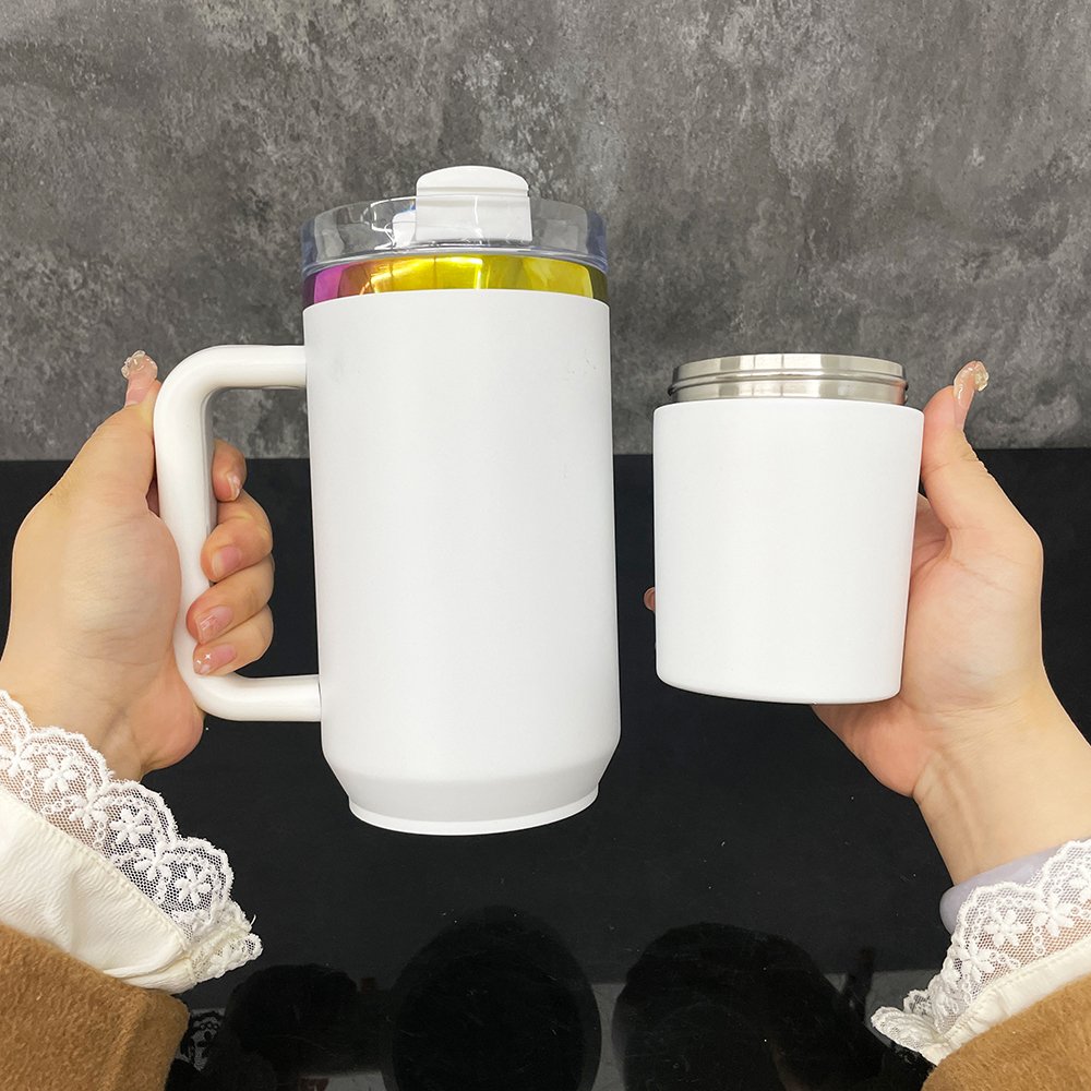 40oz H2.0 tumbler with storage sublimation water bottle with Snack Storage Compartment Gym Storage tumbler