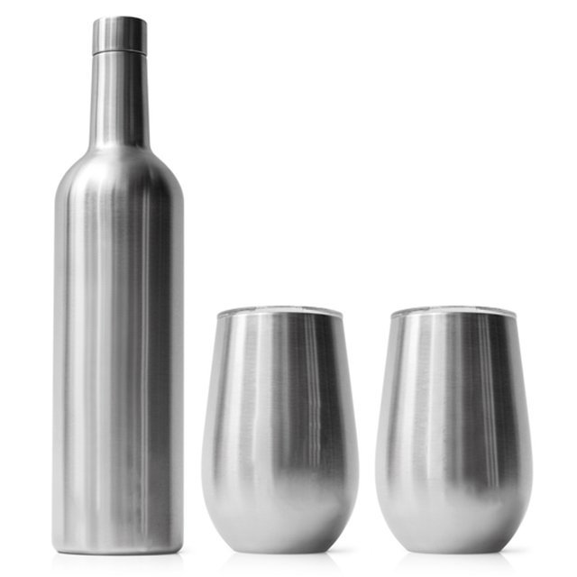 wholesale 752ml Vacuum bottle and 12oz egg shaped insulated travel bottle set wine tumbler set vacuum mug