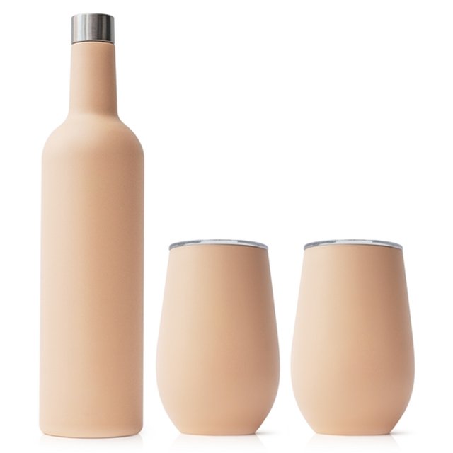 wholesale 752ml Vacuum bottle and 12oz egg shaped insulated travel bottle set wine tumbler set vacuum mug