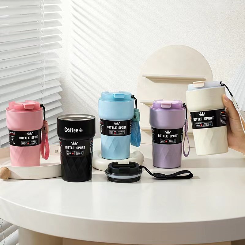 510ml Insulated Travel Mug Tumbler with Straw and Lid Double Wall Vacuum Sealed Stainless Steel Cups