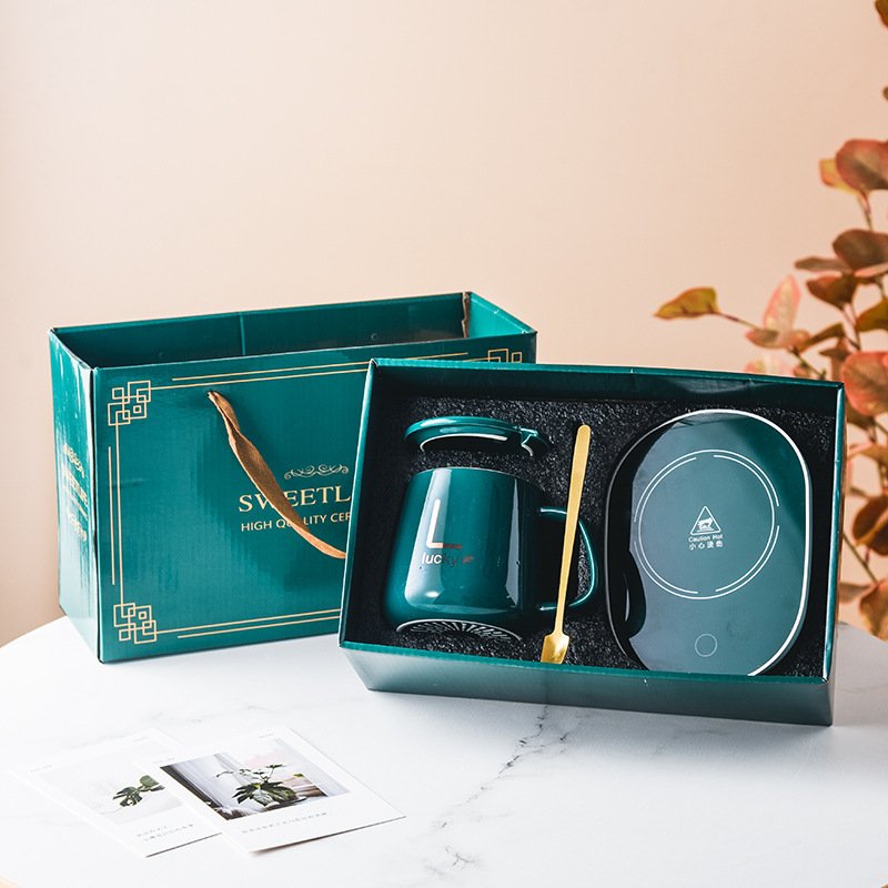 Creative Gift Sets Heating Breakfast Milk Cups Ceramic Coffee Tea Mugs Insulated Ceramic CLASSIC Business Gift Box Packing 2 Set