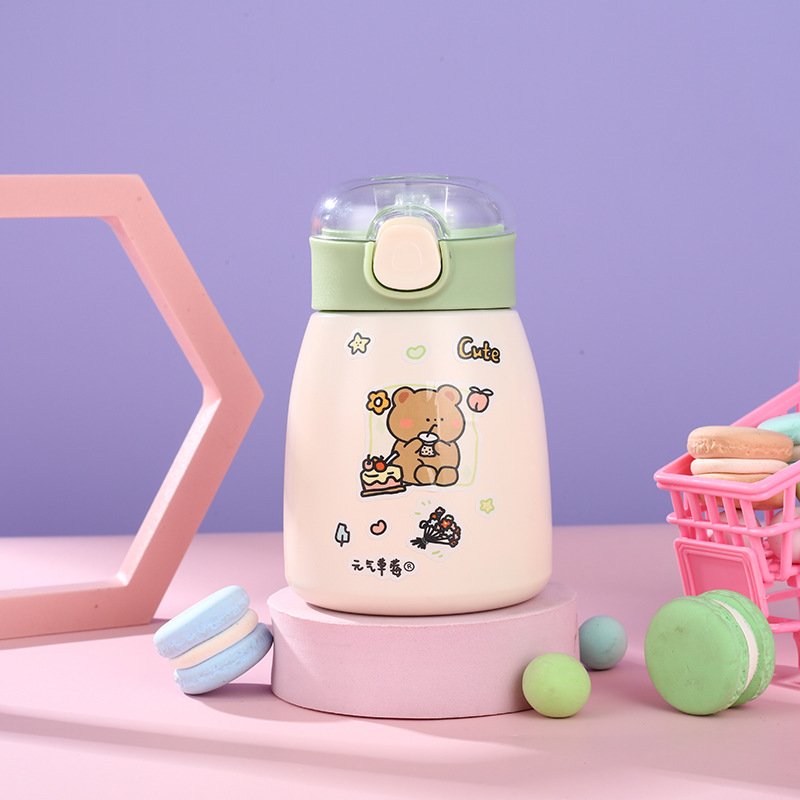 350ml mini tomatodos kawaii children gourd enfant double wall vacuum stainless steel insulated water bottle with straw