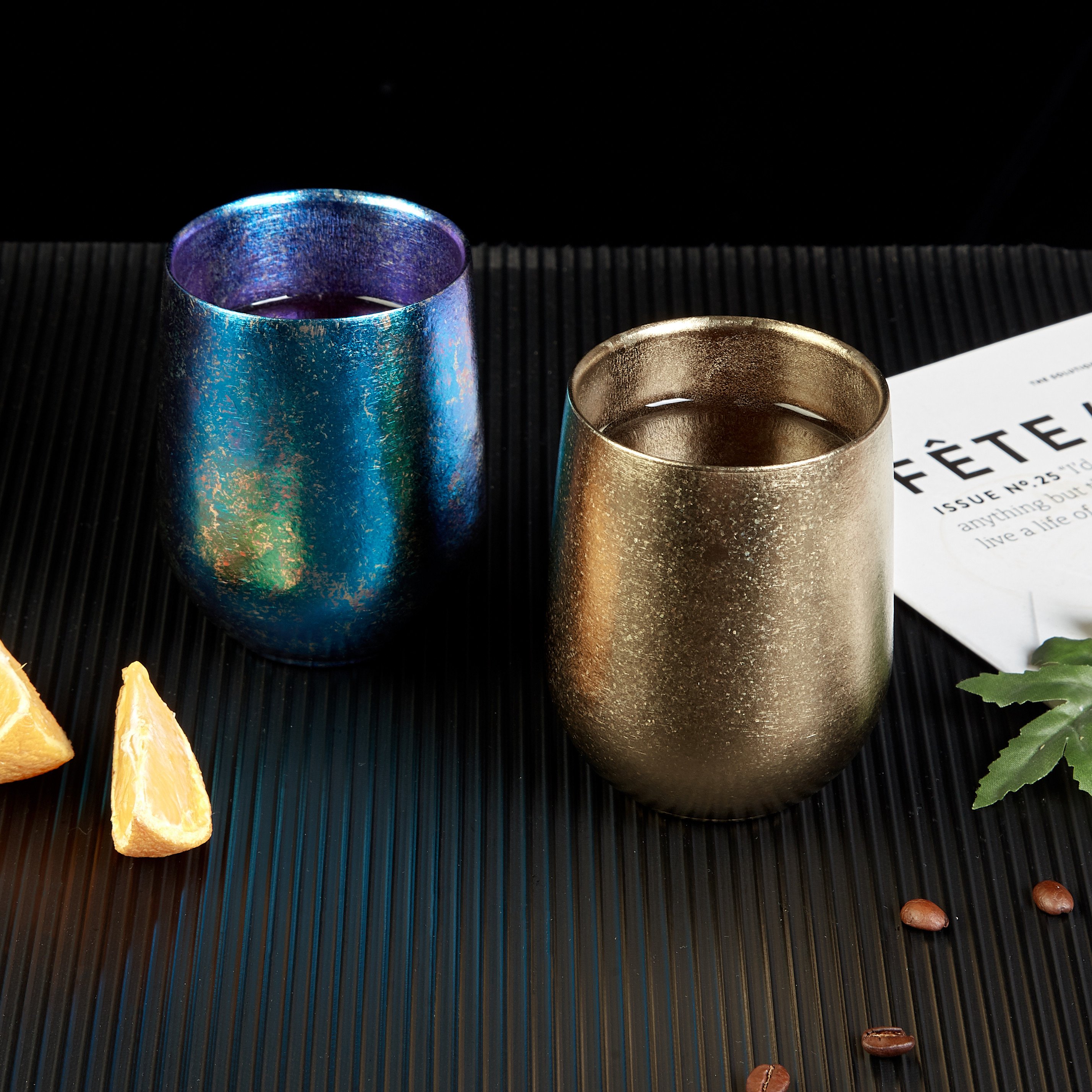 Hot Sale Colorful Double Wall Titanium Mug Eco-Friendly Metal Drinking Cup for Bars and Cocktails Free Samples Quick Delivery