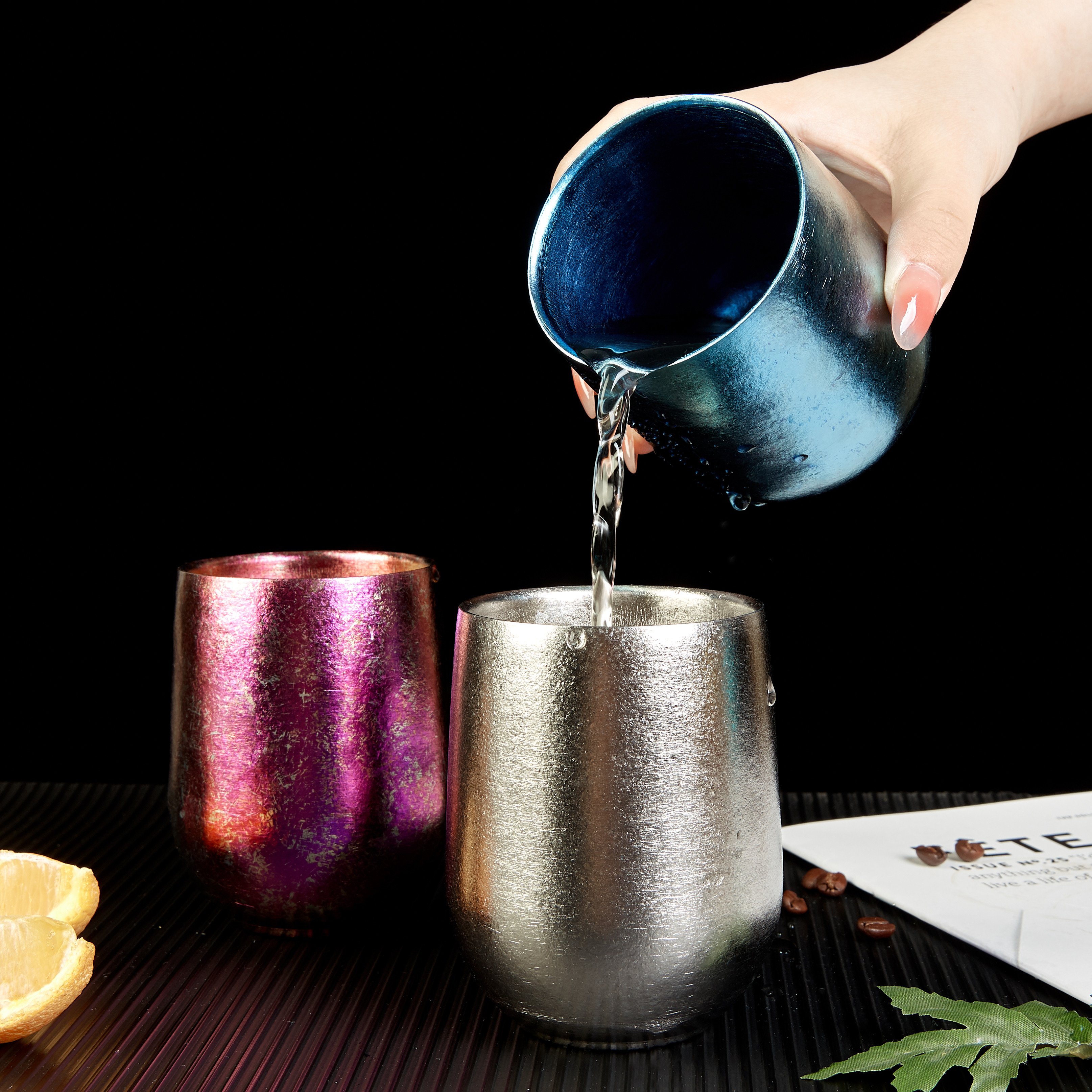 Hot Sale Colorful Double Wall Titanium Mug Eco-Friendly Metal Drinking Cup for Bars and Cocktails Free Samples Quick Delivery