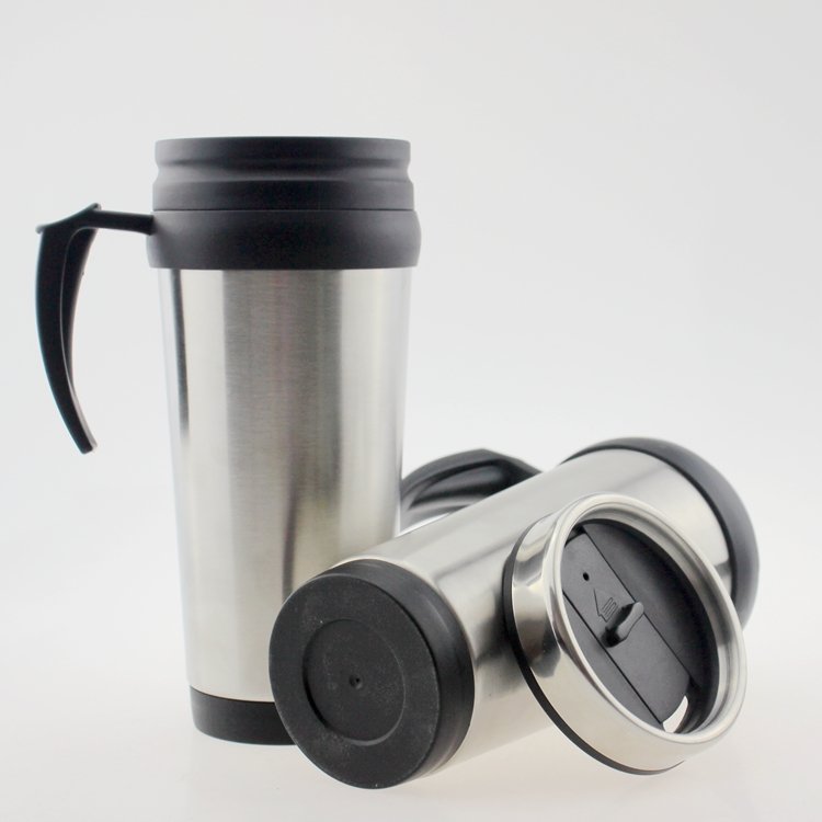 16OZ double walled insulated tumbler with lid sublimation stainless steel customized travel mug with handles replaceable lid