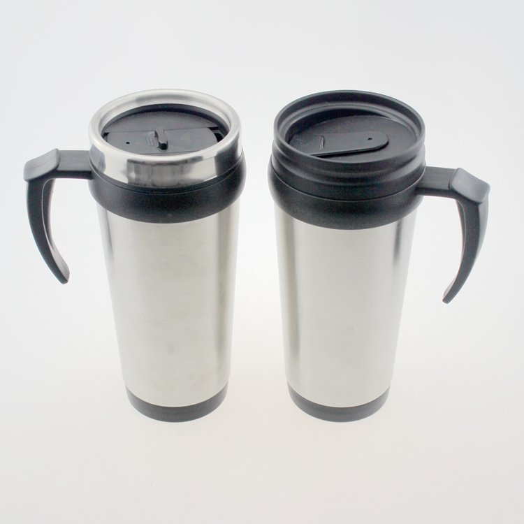 16OZ double walled insulated tumbler with lid sublimation stainless steel customized travel mug with handles replaceable lid