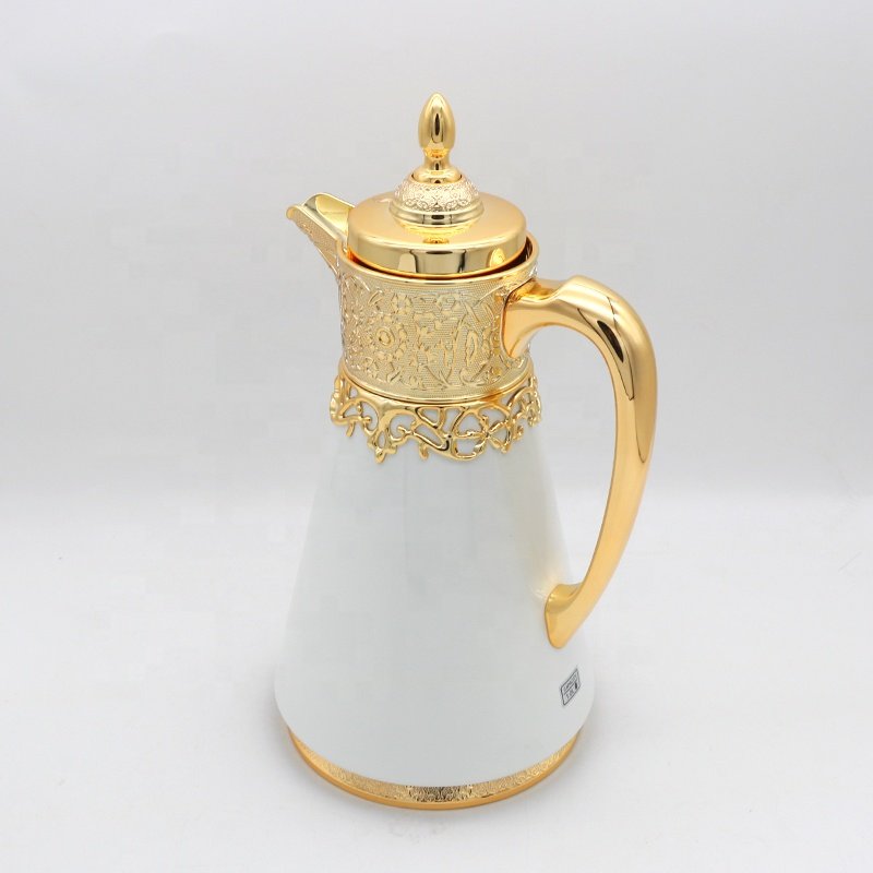 JQC 1.0L CLASSIC LUXURY DUBAI STYLE METAL BODY VACUUM COFFEE POT FLASK ARABIC COFFEE DALLAH