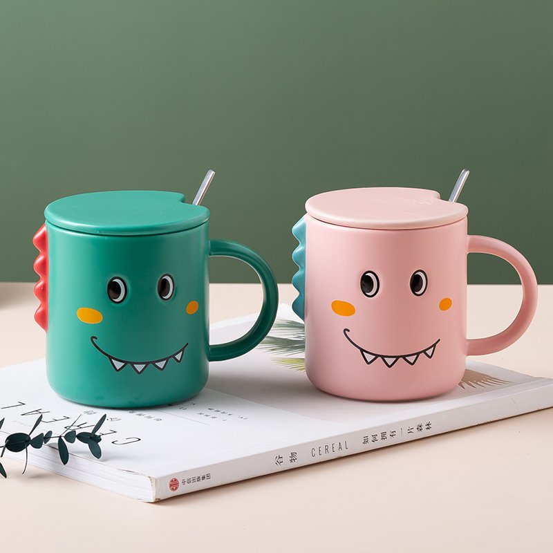 2023 Hot Selling Cartoon Ceramic Dinosaur Mug With Lid