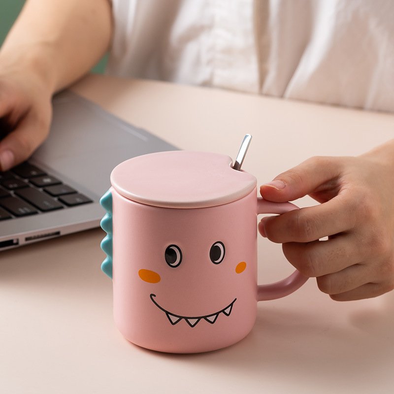 2023 Hot Selling Cartoon Ceramic Dinosaur Mug With Lid