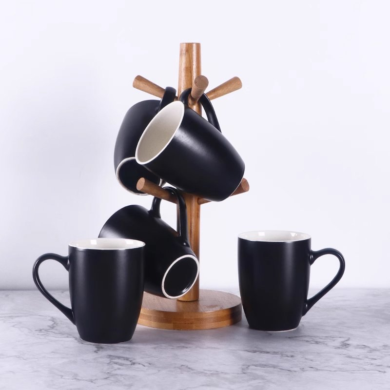 Wholesale 15oz Cheap Stackable Matte Porcelain Tea Water Cup Custom Logo Printed Decal Ceramic Coffee Mug For Promotional Gift