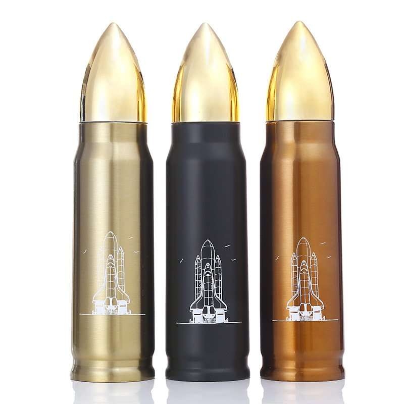 Bullet Shaped Vacuum Thermos Bottle Cup Mug Stainless Steel Flask Thermo Thermoses Double Wall Insulated Shooting Range