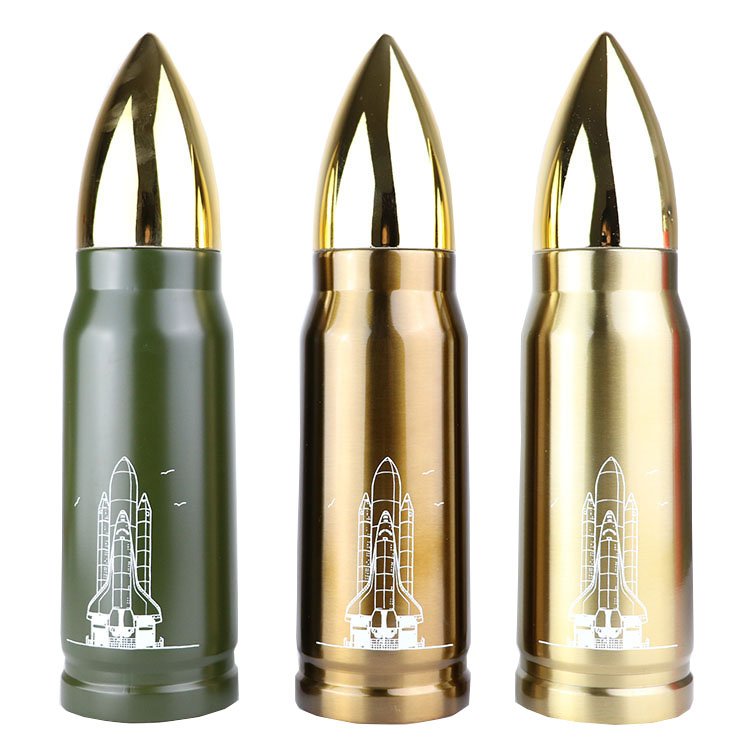 Bullet Shaped Vacuum Thermos Bottle Cup Mug Stainless Steel Flask Thermo Thermoses Double Wall Insulated Shooting Range