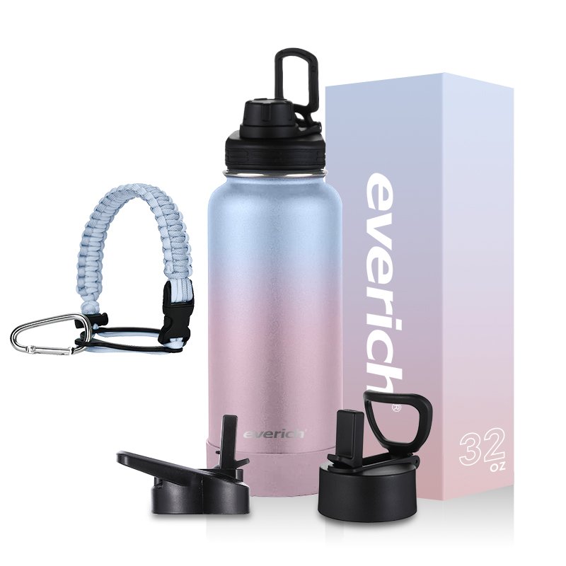 32oz Leak Proof Vacuum Insulated Stainless Steel Sports Water Bottle with Straw Lid for Gym Travel Camping BPA FREE color box