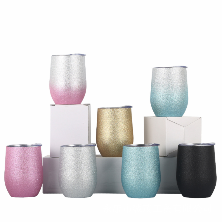 360ml/12oz 304 Stainless Steel Coffee Mugs Double Walled Egg Wine Cup With Lid Travel Wine Tumbler