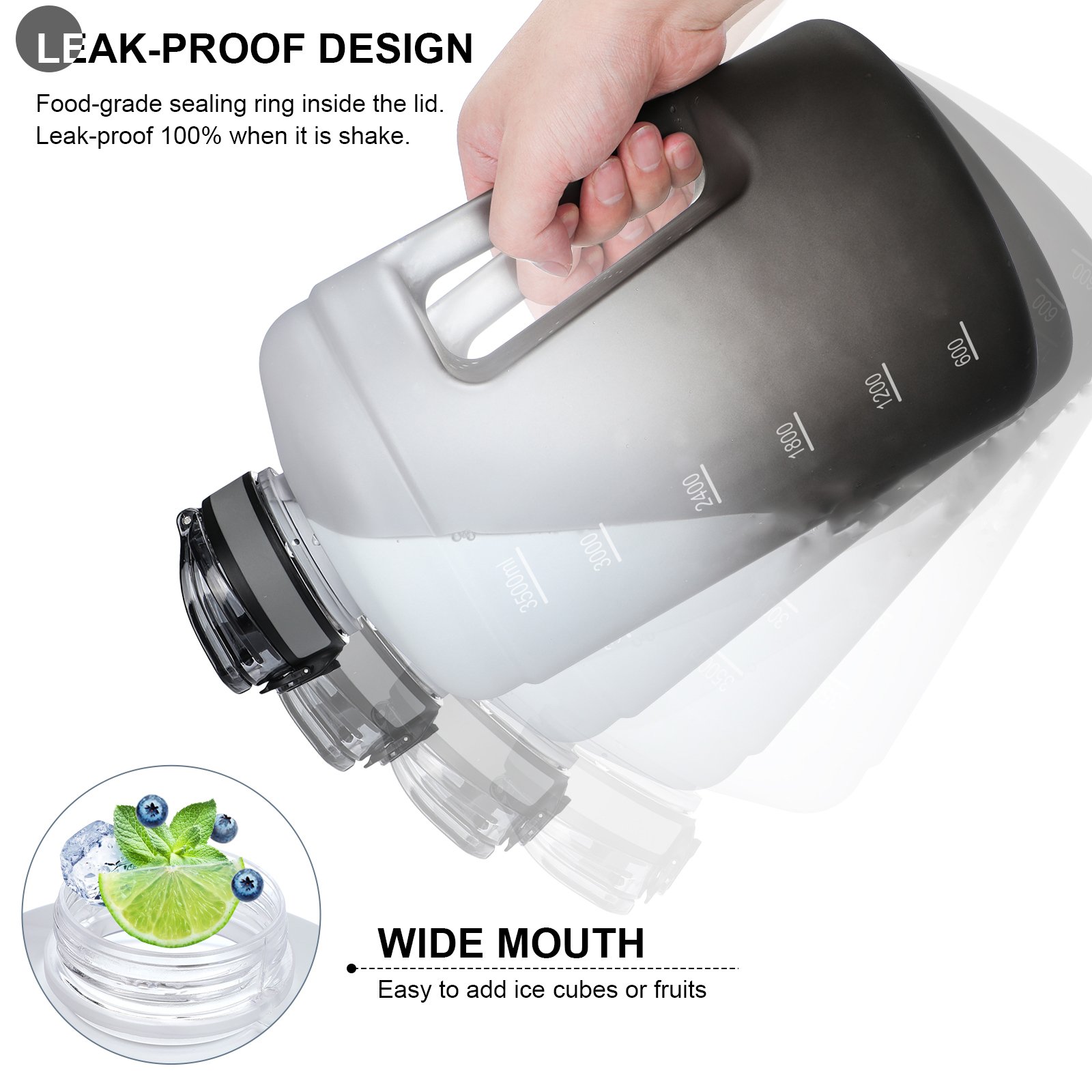 Wholesale 128oz BPA-Free Plastic Drinking Water Bottles With Straw Sports Outdoor Large Water Bottle With Time Maker