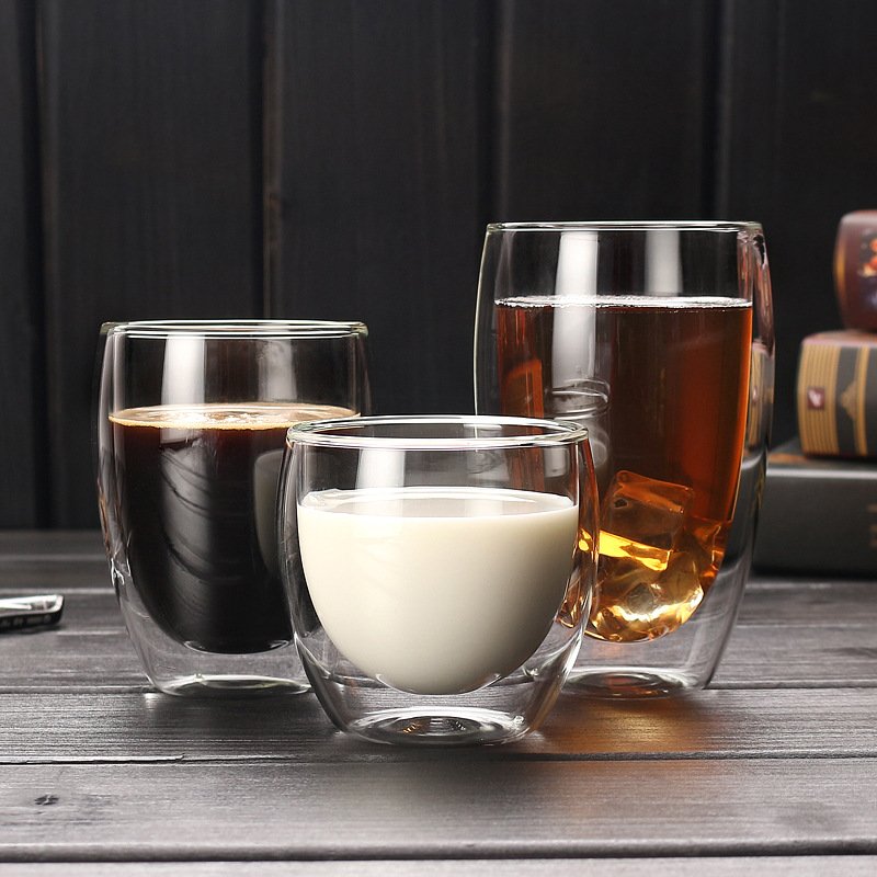 Double Wall Insulated Clear Glass Coffee Cup Thermal Latte Espresso Mug Glassware Gift for Christmas Birthday
