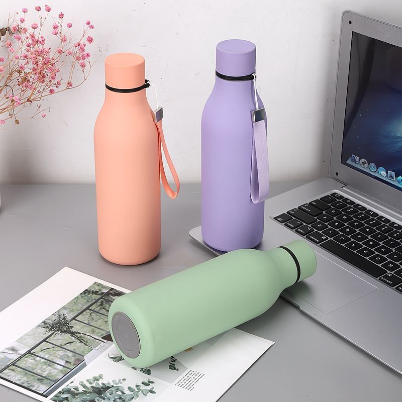 BPA free 550ml Stainless Steel Sport Water Bottle Double Layer Soft Rubber Coating Bottle Stainless Steel Cola Bottle