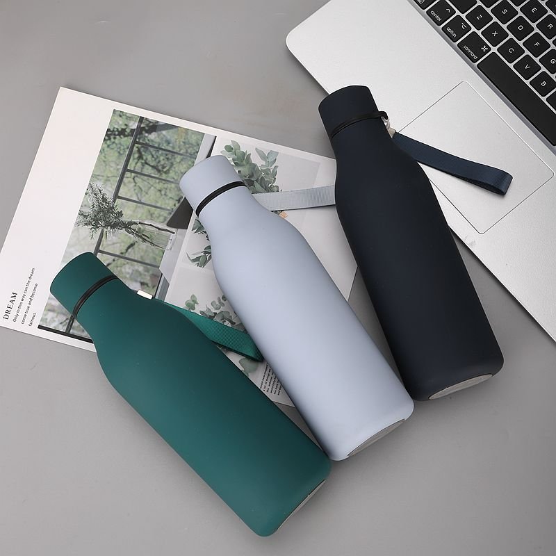 BPA free 550ml Stainless Steel Sport Water Bottle Double Layer Soft Rubber Coating Bottle Stainless Steel Cola Bottle