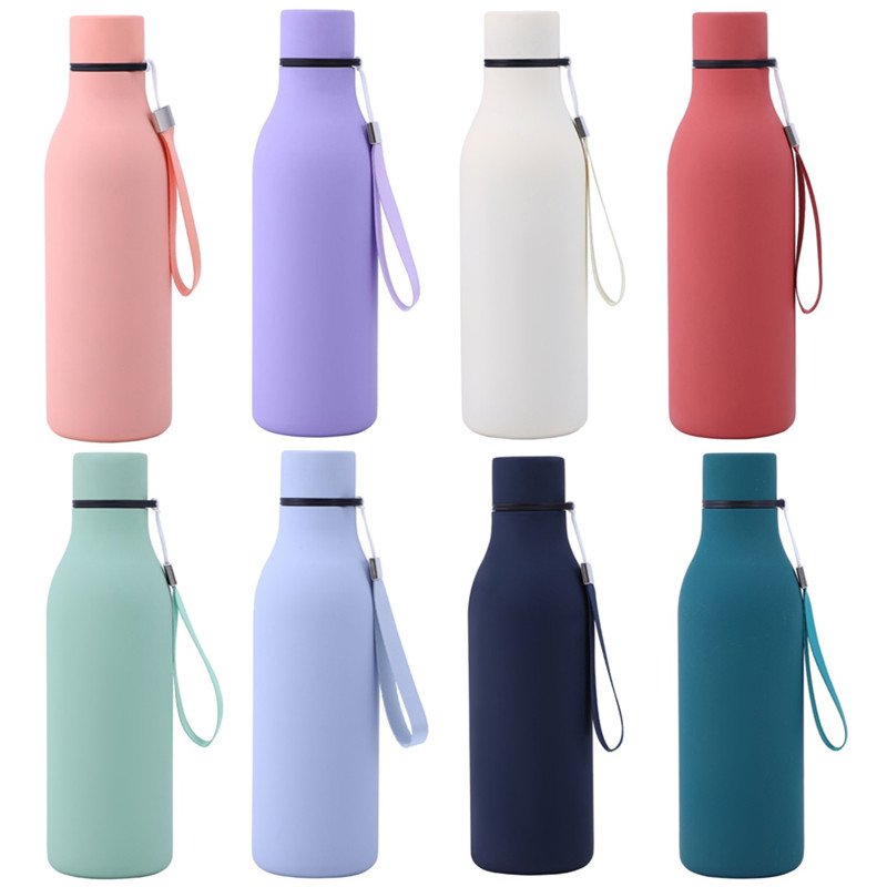 BPA free 550ml Stainless Steel Sport Water Bottle Double Layer Soft Rubber Coating Bottle Stainless Steel Cola Bottle