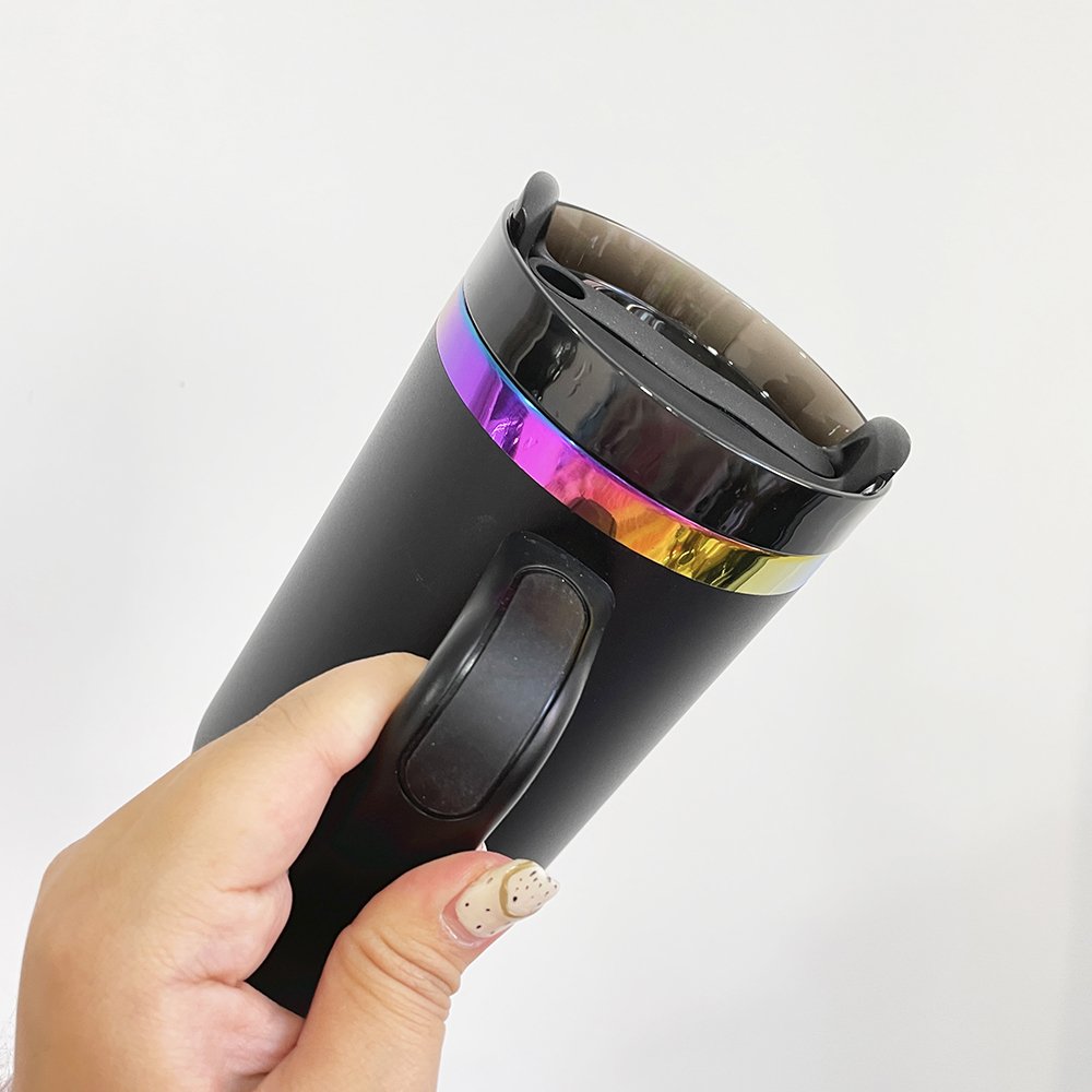 40oz colored holographic rainbow tumbler DIY laser engraved tumbler stainless steel coffee mug with handle