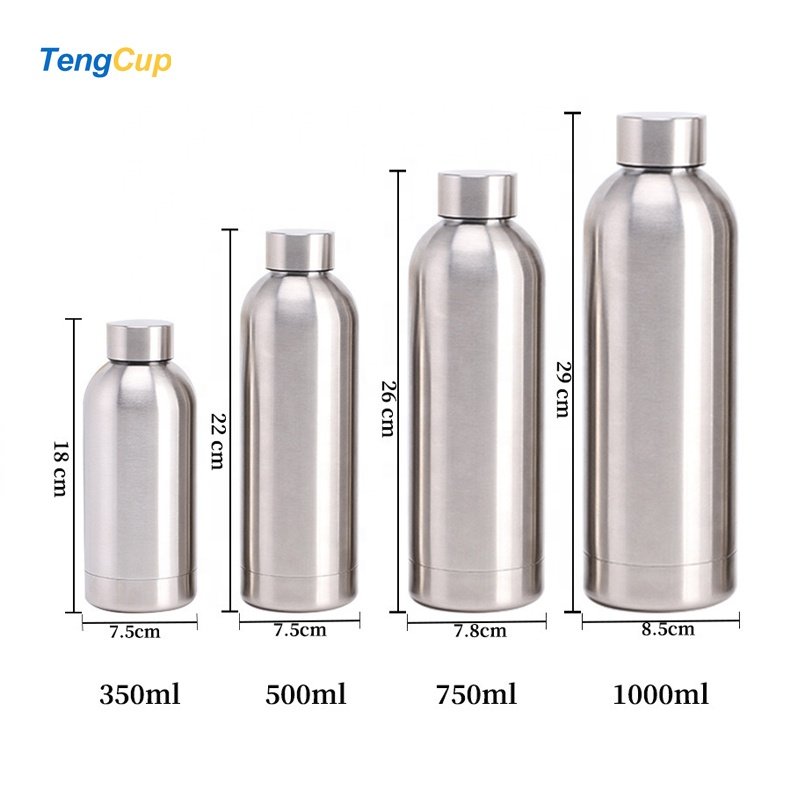 TY soft touch 350ml/ 500ml/750ml/1000ml small mouth double wall stainless steel water bottle Custom logo Rubber coating vacuum f