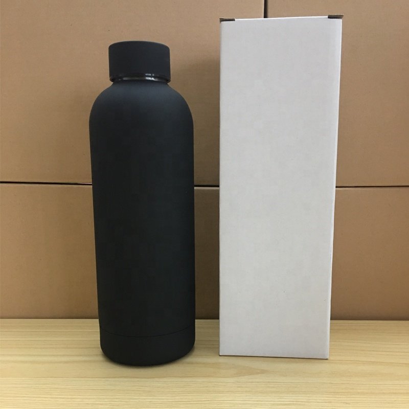 TY soft touch 350ml/ 500ml/750ml/1000ml small mouth double wall stainless steel water bottle Custom logo Rubber coating vacuum f