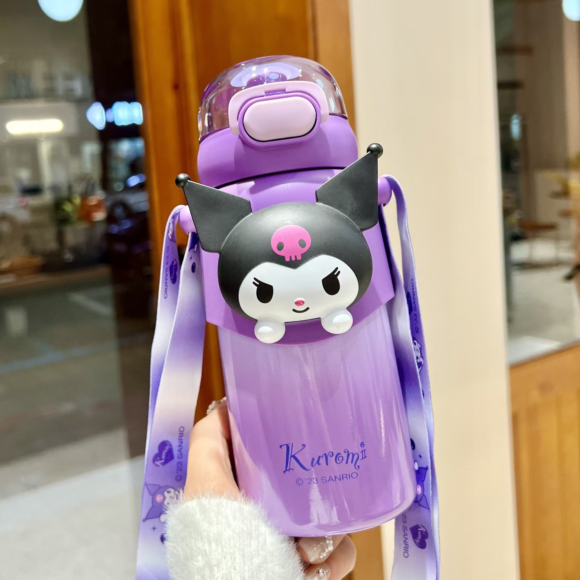 Sanrioed Hello KT Kuromi Cinnamoroll Pachacco Straw Cup Large Capacity Water Bottles for Kid Travel Portable Water Cup
