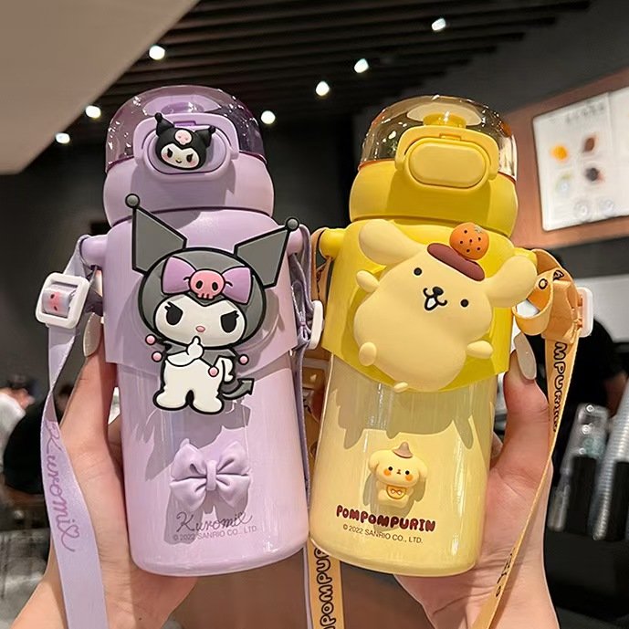 Sanrioed Hello KT Kuromi Cinnamoroll Pachacco Straw Cup Large Capacity Water Bottles for Kid Travel Portable Water Cup