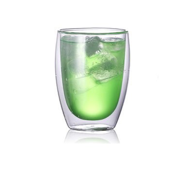 Wholesale egg shape double wall drinking glass coffee cup mug with lid