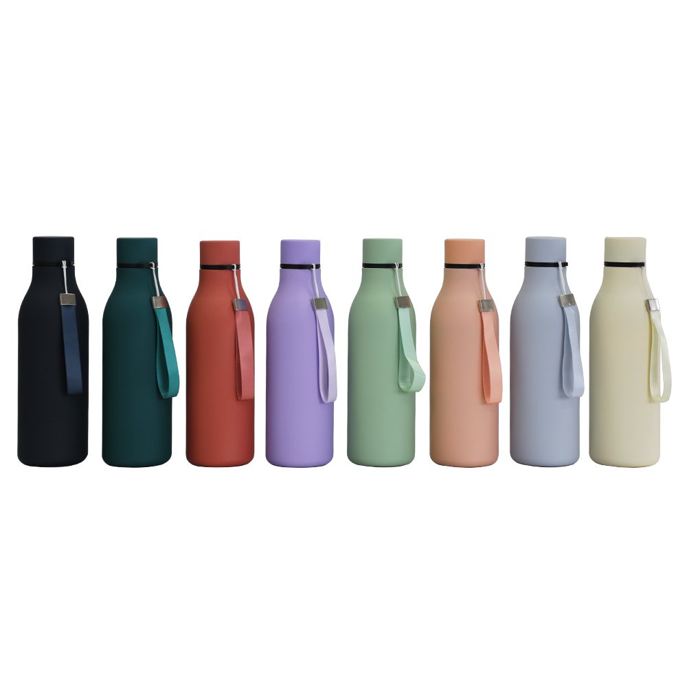 Factory Wholesale Eco Friendly Products 2024 Rubber coated Slim Water Bottle For Students Stainless Steel Travel Tumbler 17oz