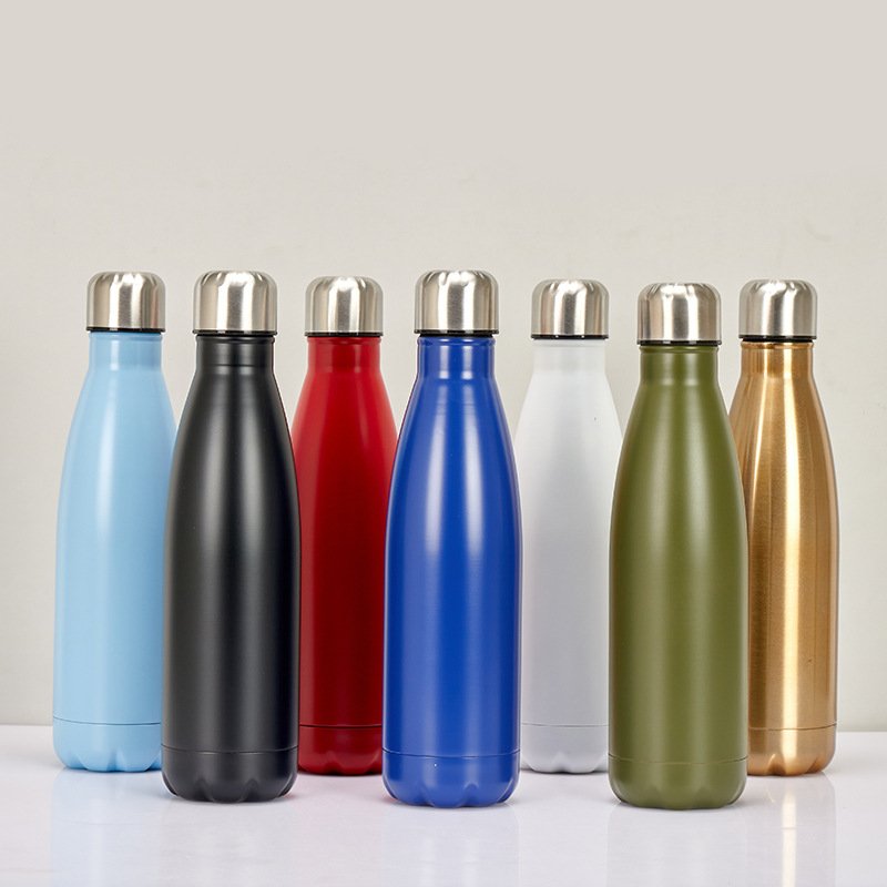 Custom Logo Cola Double Wall Thermo Mug Rubber Painted Soft Touch Surface Vacuum Stainless Steel Water Bottles