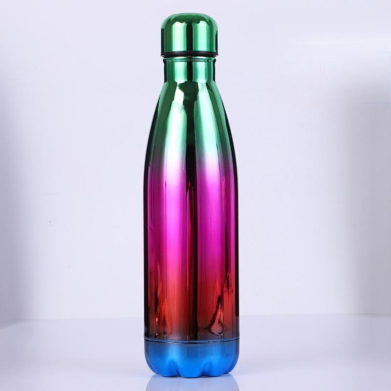 12oz 17oz Vacuum Flasks Electroplated Plating Gradient 500ml Stainless Steel Cola Shaped Water Bottles Coffee Mugs Tumbler Cups