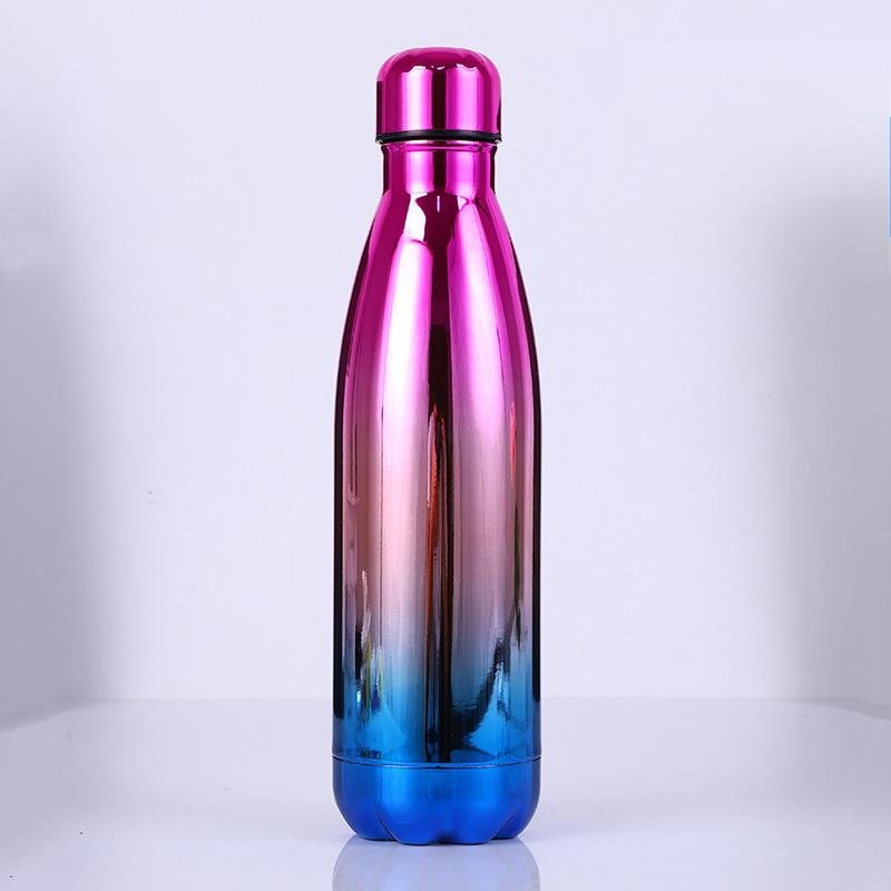12oz 17oz Vacuum Flasks Electroplated Plating Gradient 500ml Stainless Steel Cola Shaped Water Bottles Coffee Mugs Tumbler Cups