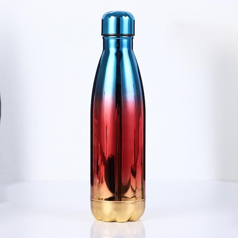 12oz 17oz Vacuum Flasks Electroplated Plating Gradient 500ml Stainless Steel Cola Shaped Water Bottles Coffee Mugs Tumbler Cups