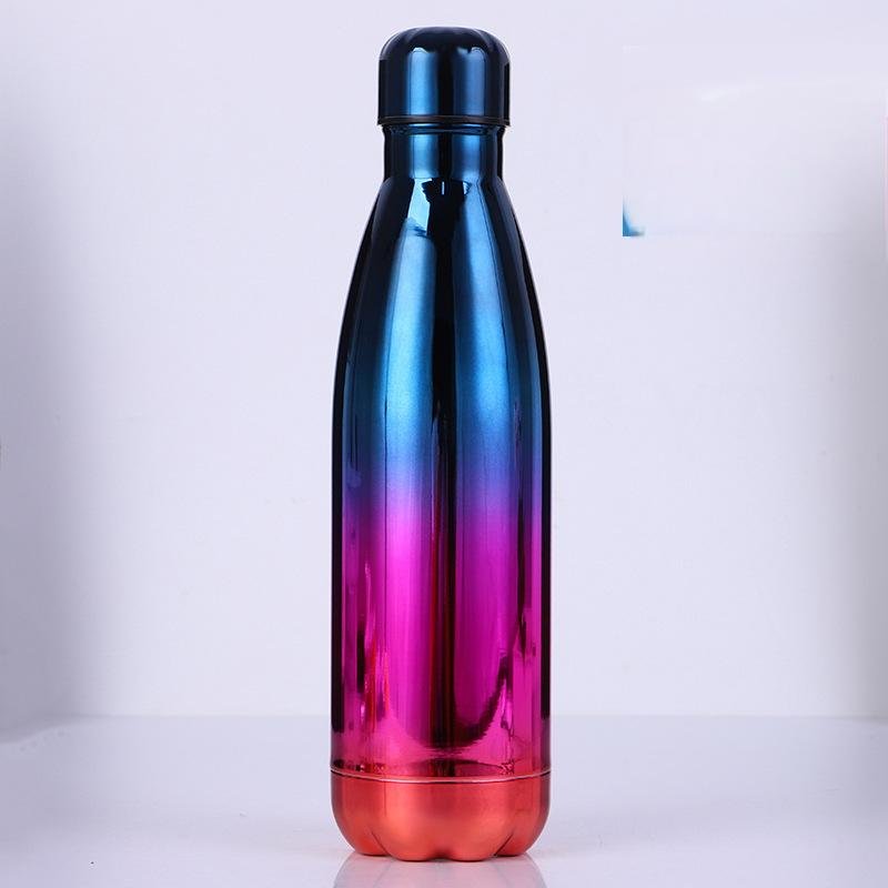 12oz 17oz Vacuum Flasks Electroplated Plating Gradient 500ml Stainless Steel Cola Shaped Water Bottles Coffee Mugs Tumbler Cups
