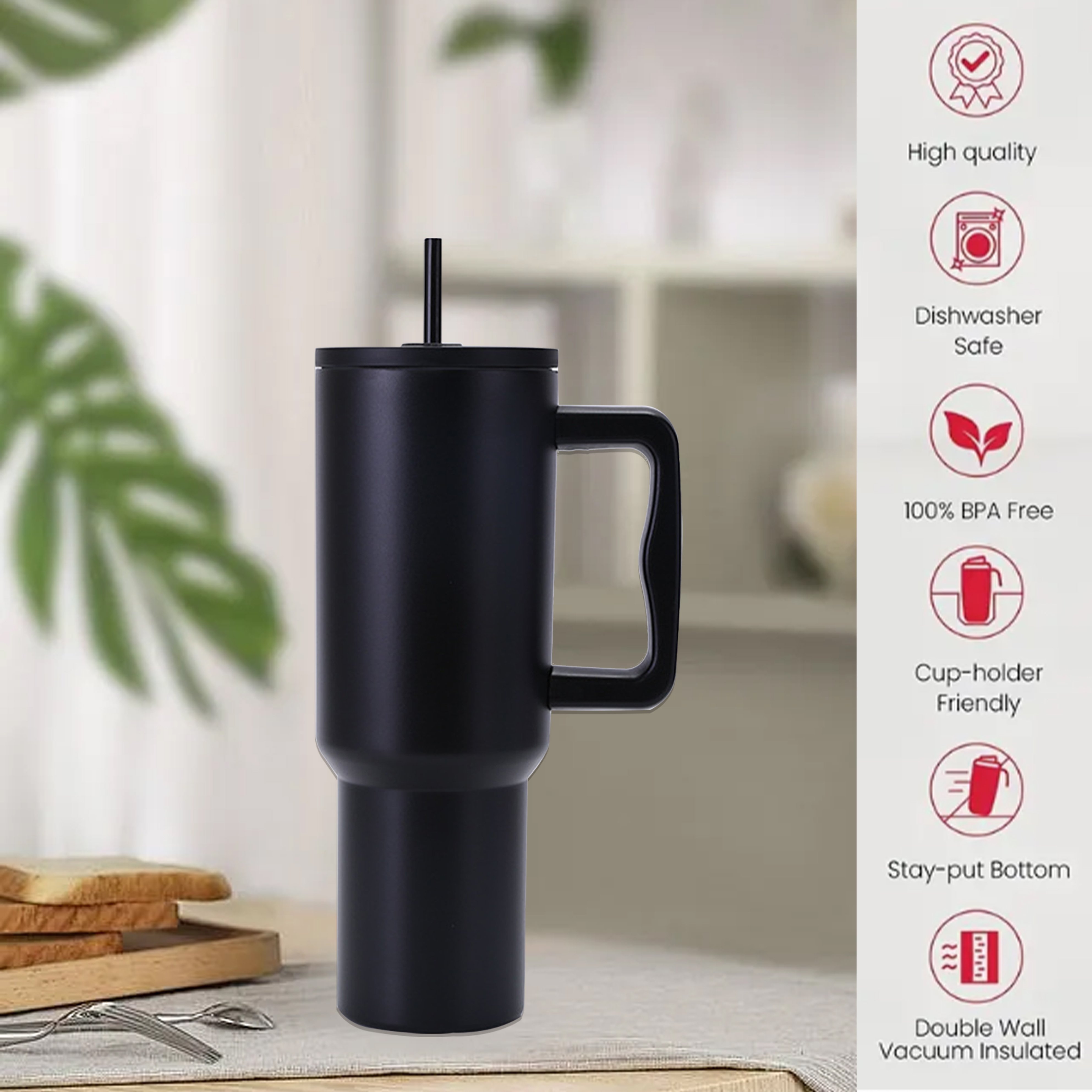 Custom Logo 40oz H3.0 Leak proof Stainless Travel Vacuum Insulated Metal Coffee Mug 40 oz Tumbler With Handle and Straw
