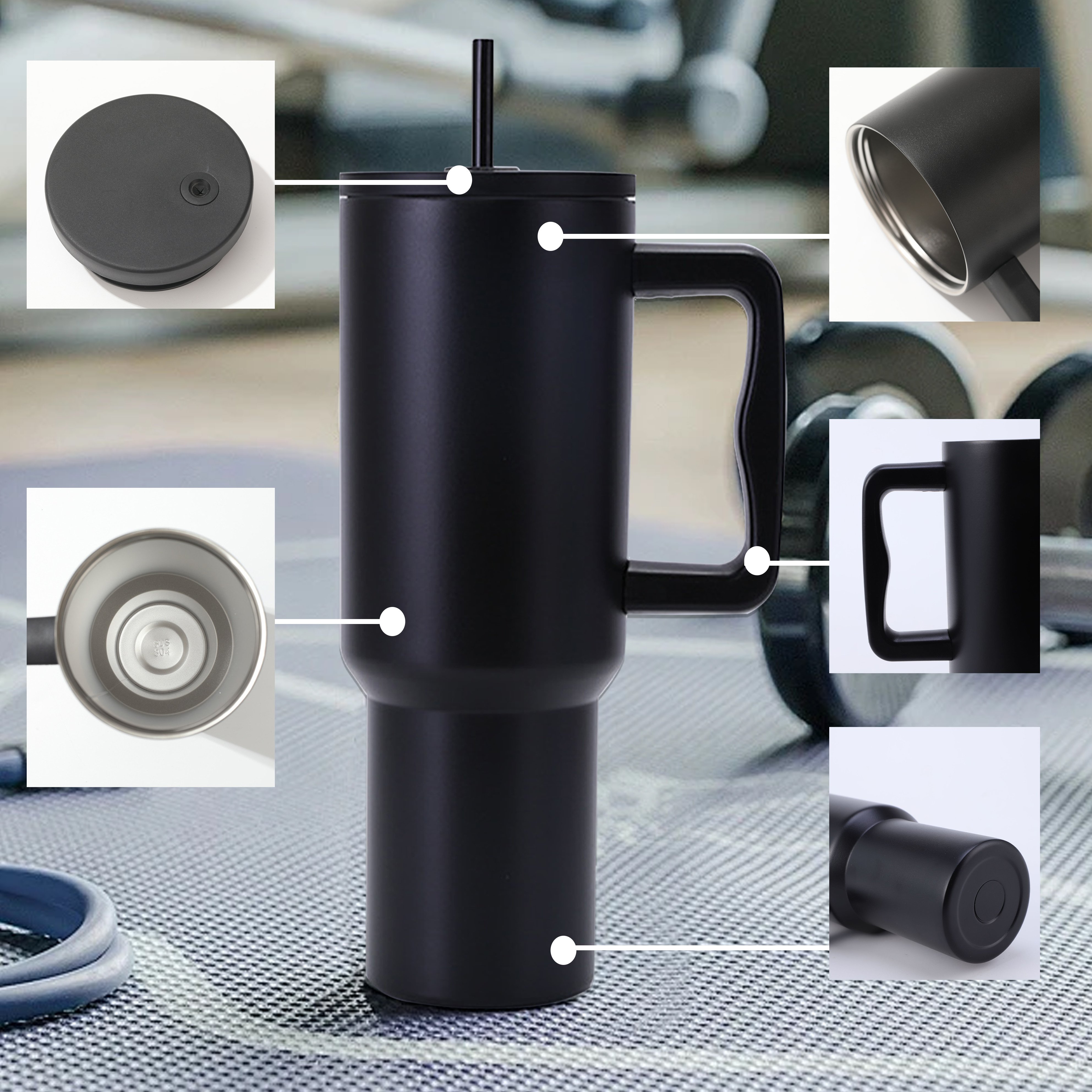 Custom Logo 40oz H3.0 Leak proof Stainless Travel Vacuum Insulated Metal Coffee Mug 40 oz Tumbler With Handle and Straw