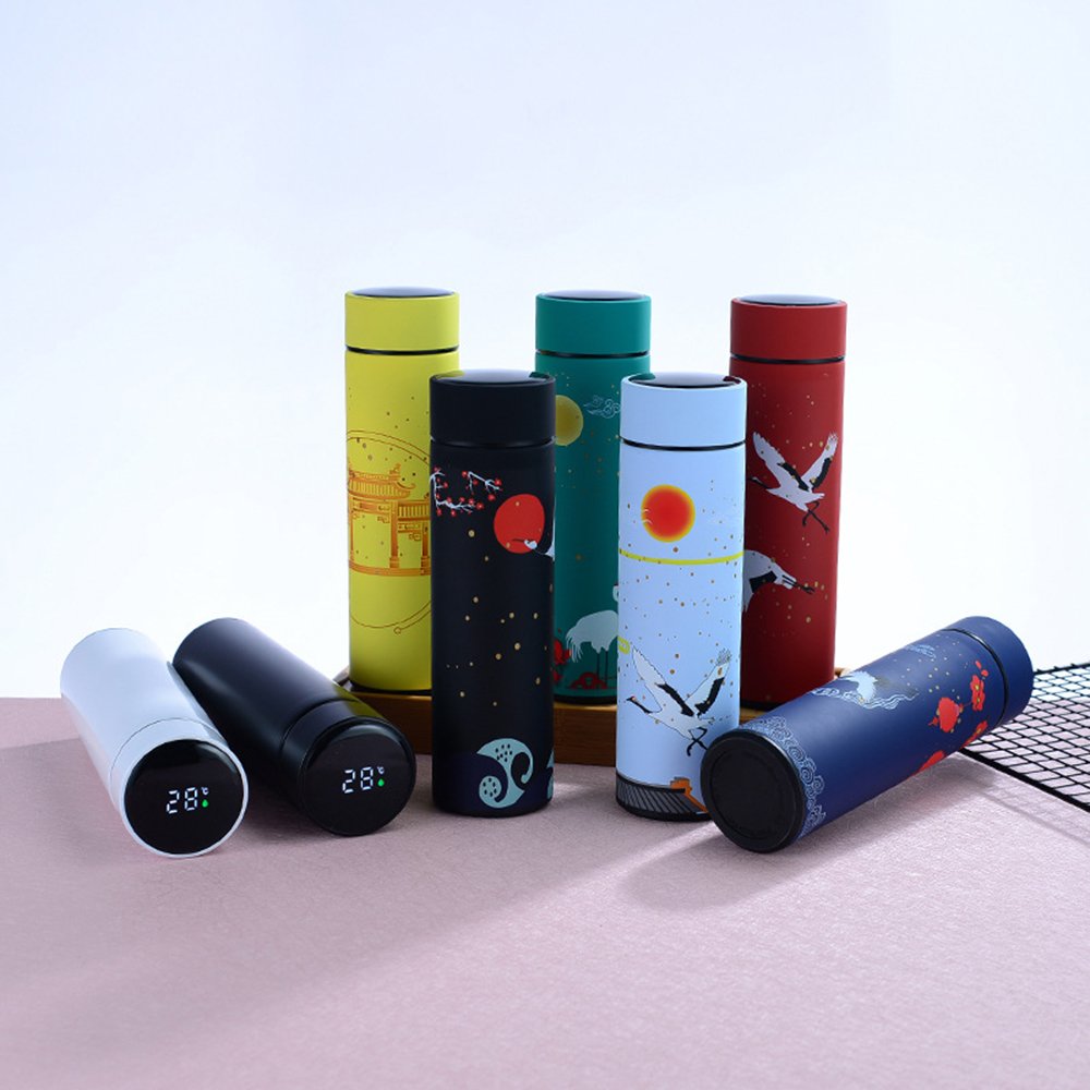 Stainless Steel 316 Double Wall Vacuum Cup Intelligent Water Bottle LED Digital Temperature Display Smart Chinese Style Thermos