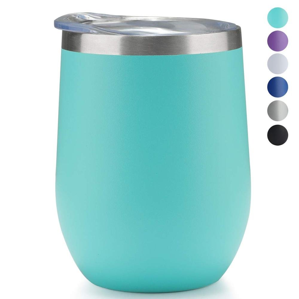 12 oz White BPA Free Coffee Mug Double Wall Vacuum Stemless Insulated Unbreakable Metal Wine Cups With Lid