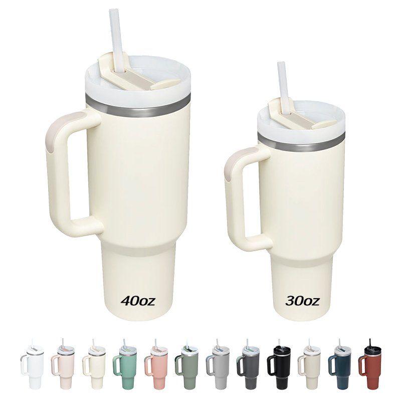 Hot sale Modern Custom 30oz 40oz Stainless Steel Skinny Mug tumbler With Handle And Straw Lid 40 oz tumbler with handle