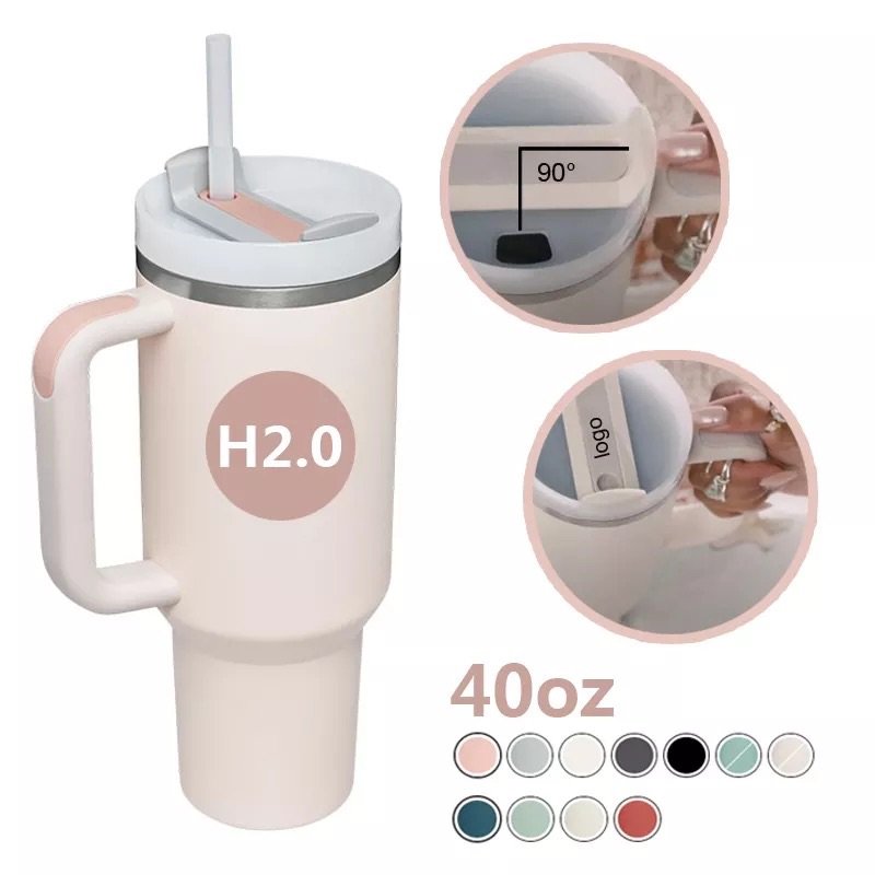 Hot sale Modern Custom 30oz 40oz Stainless Steel Skinny Mug tumbler With Handle And Straw Lid 40 oz tumbler with handle