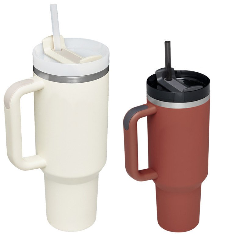 Hot sale Modern Custom 30oz 40oz Stainless Steel Skinny Mug tumbler With Handle And Straw Lid 40 oz tumbler with handle